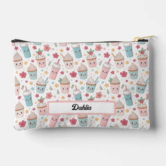 Kawaii Pastries and Hot Choclate Cute Pattern Zubehörtasche (Rückseite)