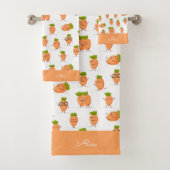 Kawaii pattern of fun carrots badhandtuch set (Insitu)