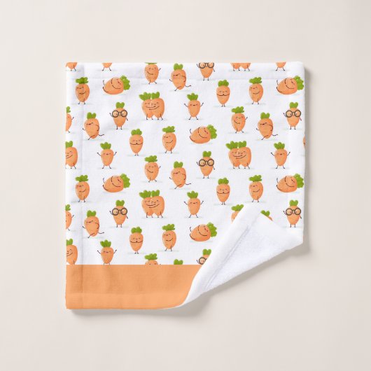 Kawaii pattern of fun carrots badhandtuch set (Waschlappen)