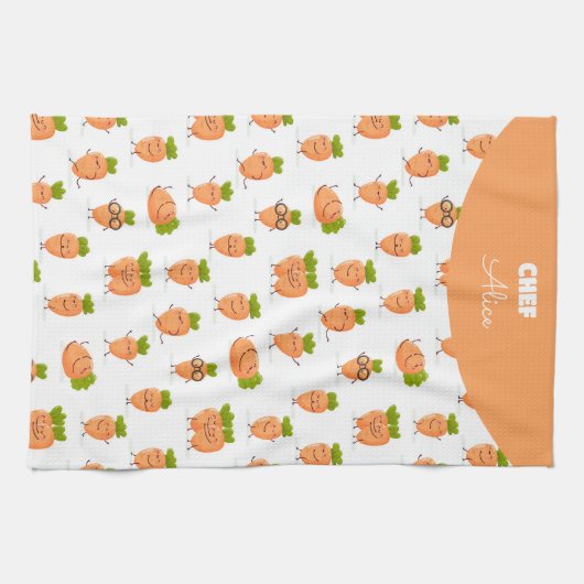 Kawaii pattern of fun carrots geschirrtuch (Horizontal)