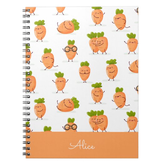 Kawaii pattern of fun carrots notizblock (Vorderseite)