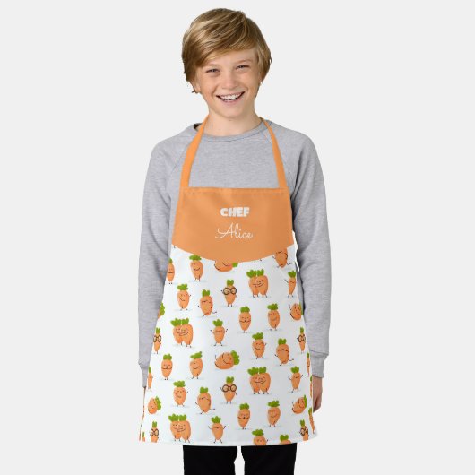 Kawaii pattern of fun carrots schürze (Getragen)