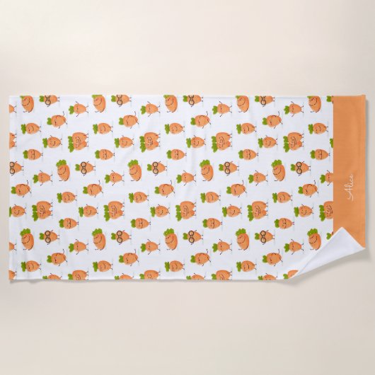 Kawaii pattern of fun carrots strandtuch (Vorderseite)