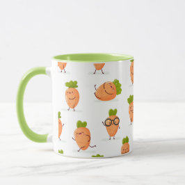 Kawaii pattern of fun carrots tasse