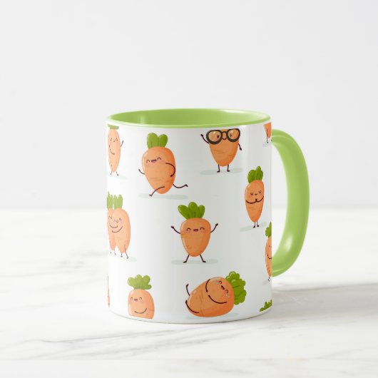 Kawaii pattern of fun carrots tasse (VorderseiteRechts)