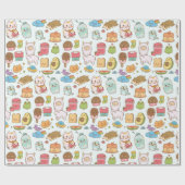 Kawaii Pattern Wrapping Paper Geschenkpapier (Flach)