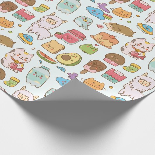 Kawaii Pattern Wrapping Paper Geschenkpapier (Ecke)