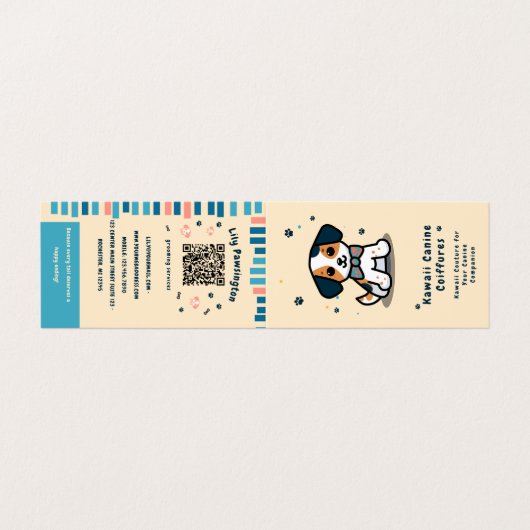 Kawaii Paws Delight Hunde Grooming Rabatt Visitenkarten (Außenseite Aufgefaltet)