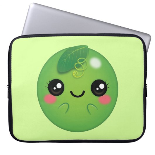 Kawaii Pea Laptopschutzhülle (Vorderseite)