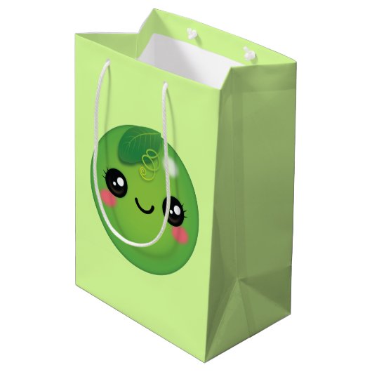 Kawaii Pea Medium Geschenktasche Mittlere Geschenktüte (Rückseite Schrägansicht)