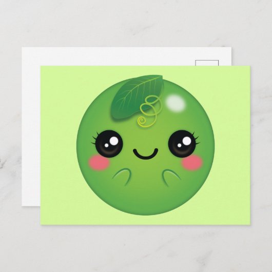 Kawaii Pea Postkarte (Vorne/Hinten)