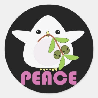 Kawaii Peace Dove mit Olive Branch Aufklebern Runder Aufkleber