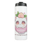 Kawaii Peach Cat in Teacup Thermal Tumbler Thermosbecher (Vorderseite)