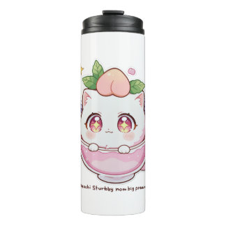 Kawaii Peach Cat in Teacup Thermal Tumbler Thermosbecher