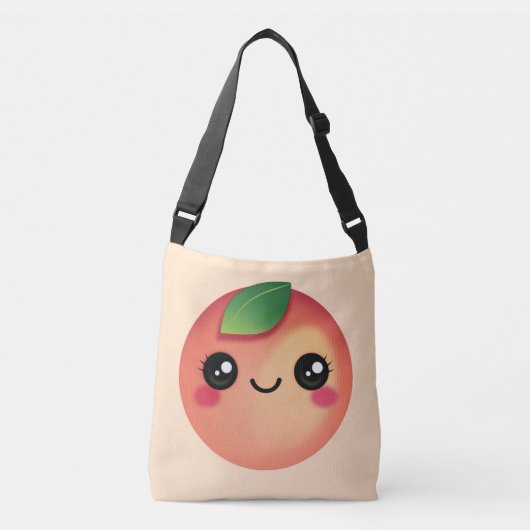 Kawaii Peach Crossbody Bag Tragetaschen Mit Langen Trägern (Vorderseite)