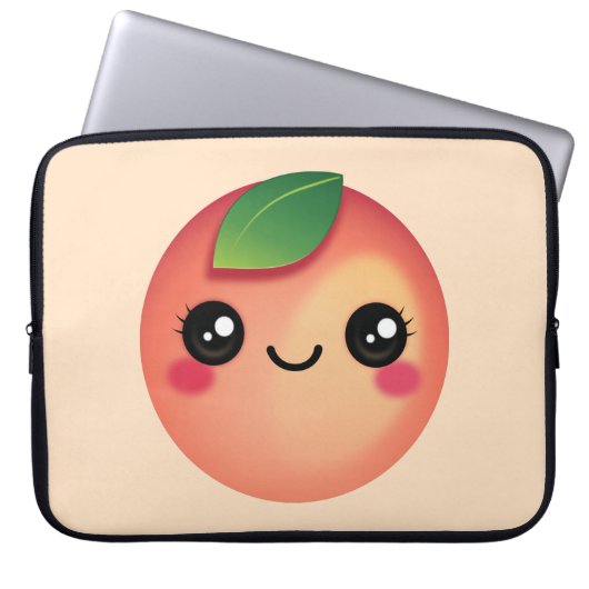 Kawaii Peach Laptop Sleeve (Vorderseite)