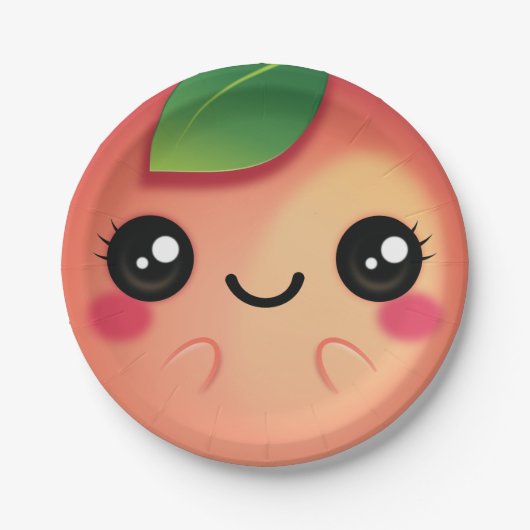Kawaii Peach Pappteller (Vorderseite)