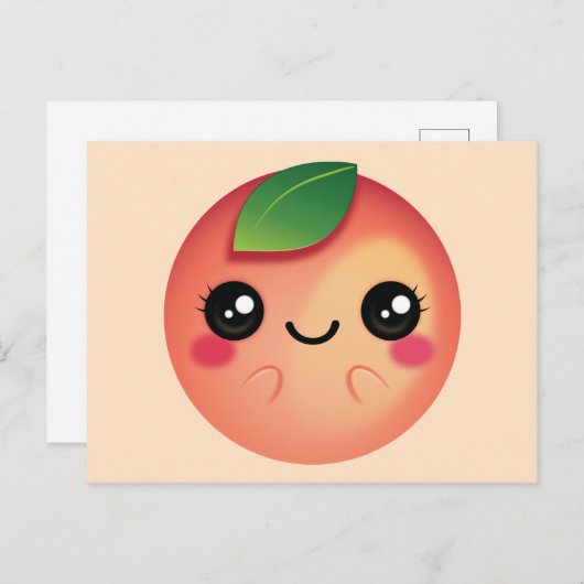 Kawaii Peach Postkarte (Vorne/Hinten)