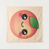 Kawaii Peach Tapestry Wandteppich (Vorderseite (Horizontal))