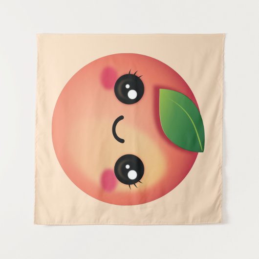 Kawaii Peach Tapestry Wandteppich (Vorderseite (Horizontal))