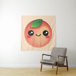 Kawaii Peach Tapestry Wandteppich