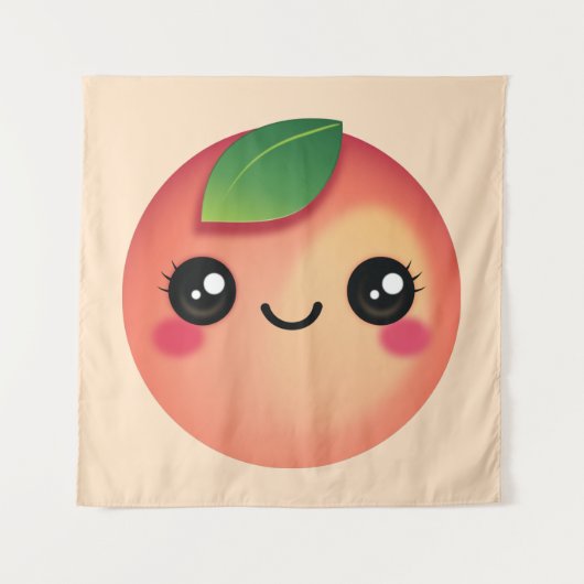 Kawaii Peach Tapestry Wandteppich (Vorderseite)