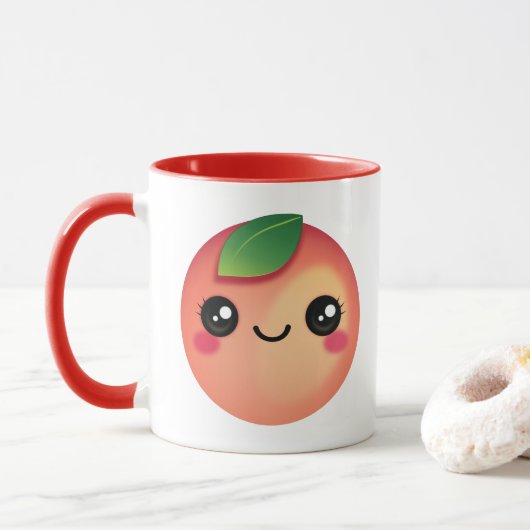Kawaii Peach Tasse (Mit Donut)