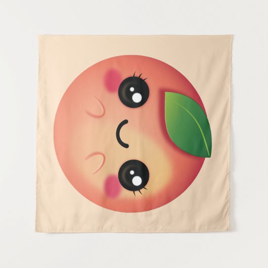Kawaii Peach Wandteppich (Vorderseite (Horizontal))