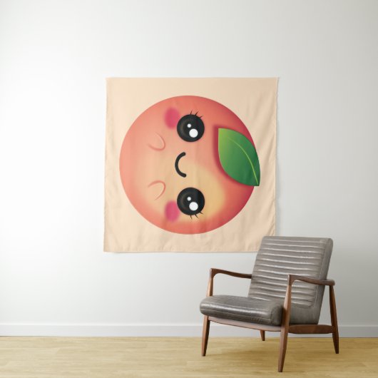 Kawaii Peach Wandteppich (Beispiel (Horizontal))