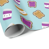 Kawaii Peanut Butter & Jelly Sandwich Couple Geschenkpapier (Rolleneckpunkt)