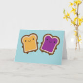 Kawaii Peanut Butter & Jelly Sandwich Couple Karte (Gelbe Blume)