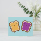 Kawaii Peanut Butter & Jelly Sandwich Couple Postkarte (Stehend Vorderseite)