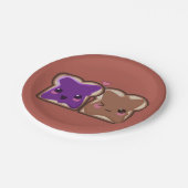 Kawaii Peanut Butter und Jelly Friends Pappteller (Schrägansicht)