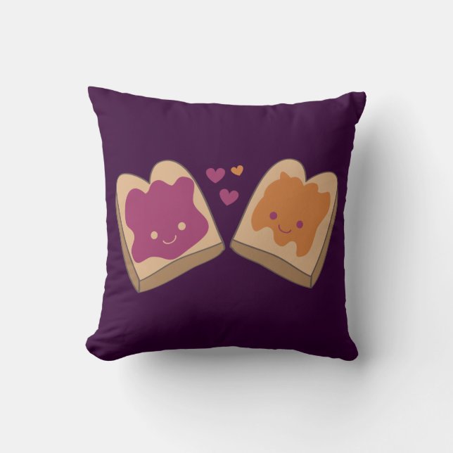 Kawaii Peanut Butter und Jelly Throw Kissen (Vorderseite)