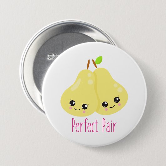 Kawaii Pear Couple Perfect Pair Funny Pub Button (Vorne & Hinten)