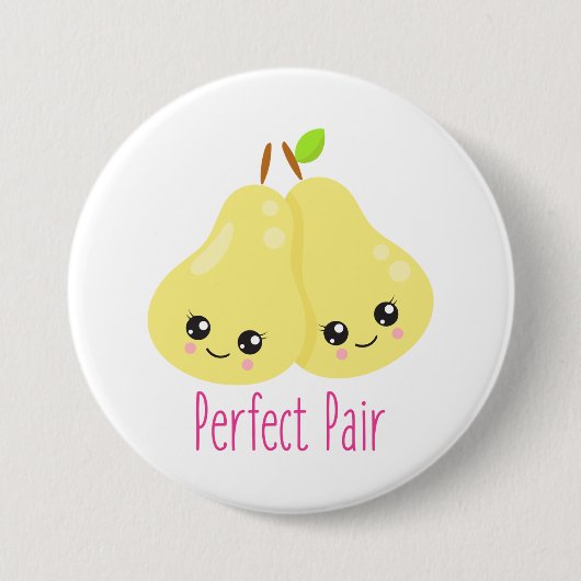 Kawaii Pear Couple Perfect Pair Funny Pub Button (Vorderseite)