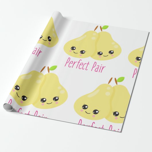 Kawaii Pear Couple Perfect Pair Funny Pub Geschenkpapier (Ungerollt)