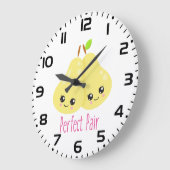 Kawaii Pear Couple Perfect Pair Funny Pub Große Wanduhr (Winkel)