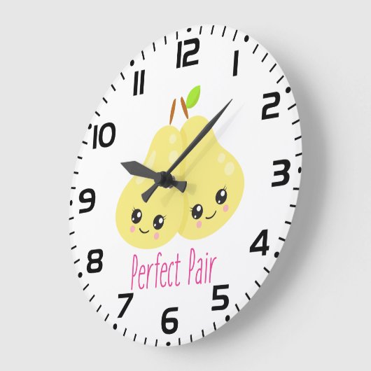 Kawaii Pear Couple Perfect Pair Funny Pub Große Wanduhr (Winkel)