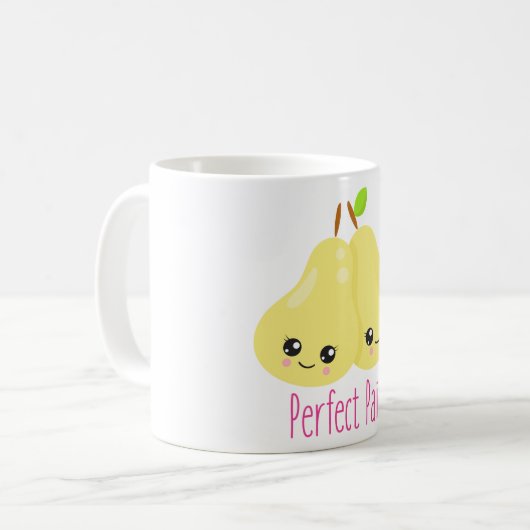Kawaii Pear Couple Perfect Pair Funny Pub Kaffeetasse (Vorderseite Links)