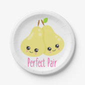 Kawaii Pear Couple Perfect Pair Funny Pub Pappteller (Vorderseite)
