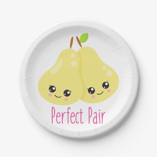 Kawaii Pear Couple Perfect Pair Funny Pub Pappteller (Vorderseite)