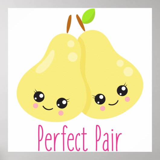 Kawaii Pear Couple Perfect Pair Funny Pub Poster (Vorne)