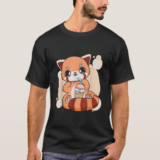 Kawaii Pearl Bubble Tea Rote Panda Boba Anime T-Shirt