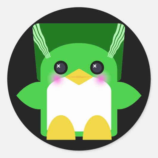 Kawaii Penguin Bride von Frankenstein Runder Aufkleber (Vorderseite)