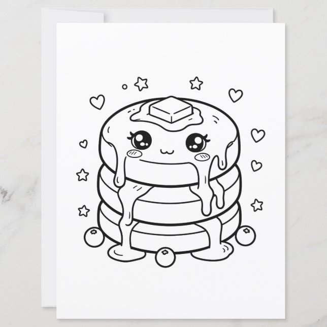 Kawaii Pfannkuchenstapel Färbung (Vorderseite)