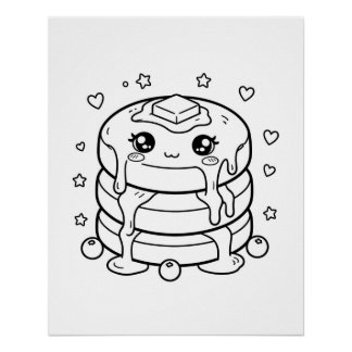 Kawaii Pfannkuchenstapel Färbung Poster