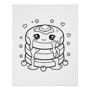 Kawaii Pfannkuchenstapel Färbung Poster