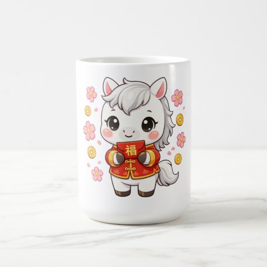 Kawaii Pferd Chinesisches Neujahr Kaffeetasse (Mittel)