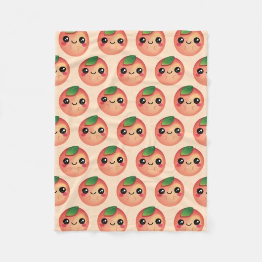 Kawaii Pfirsich Fleecedecke (Vorderseite)